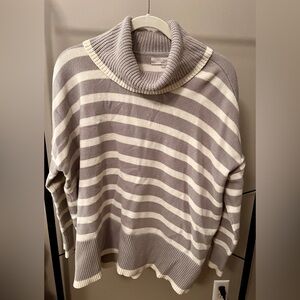 Loft Striped Poncho Turtleneck Sweater